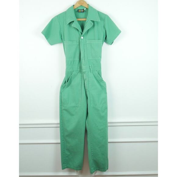 Big Bud Press Pants - BIG BUD PRESS Short Sleeve Cotton Twill Jumpsuit Light Green USA XS Utility Work